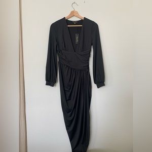 Baltic Born Torino Ruched Midi Dress Size S in Black